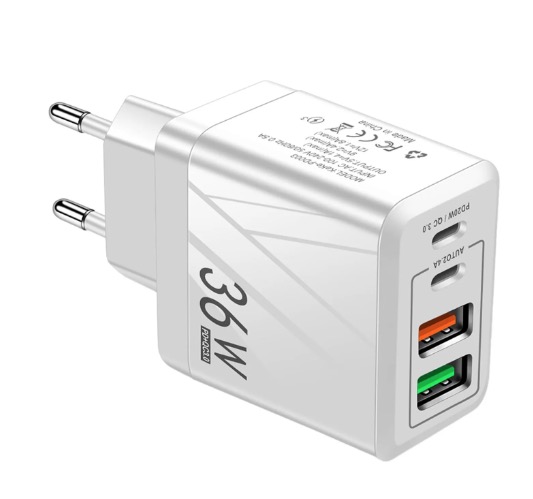 Adaptor Alimentare ALB 2 USB + 2 USB C 36W Incarcator Rapid si Cablu Type C
